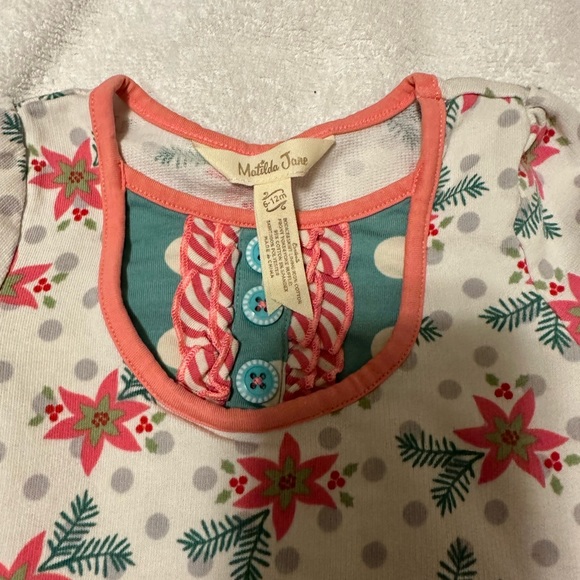 Matilda Jane Christmas dress pink with poinsettias size 6-12 months - Picture 2 of 5